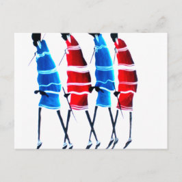 Lycklig People Maasai Warriors Walking Art Print Vykort