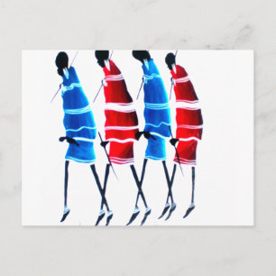 Lycklig People Maasai Warriors Walking Art Print Vykort