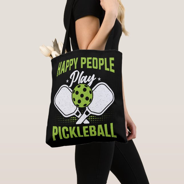 Lycklig People Play Pickleball Tygkasse (Närbild)