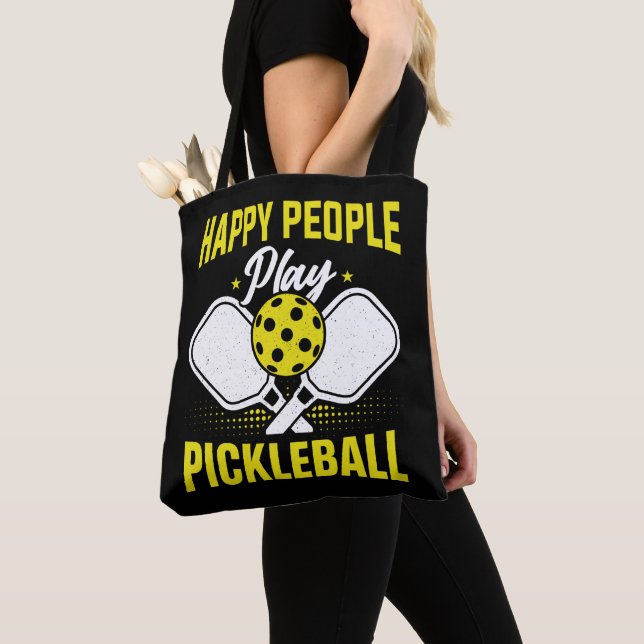 Lycklig People Play Pickleball Tygkasse (Närbild)