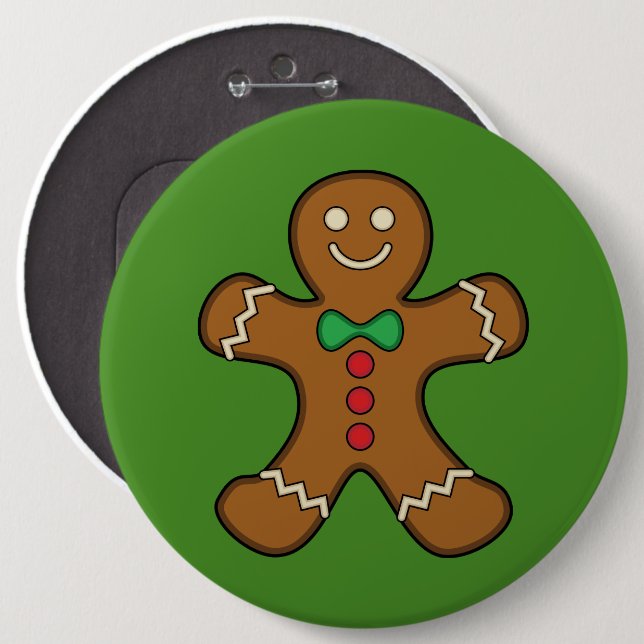 Lycklig Pepparkaksgubbe Knapp (Framsida & baksida)