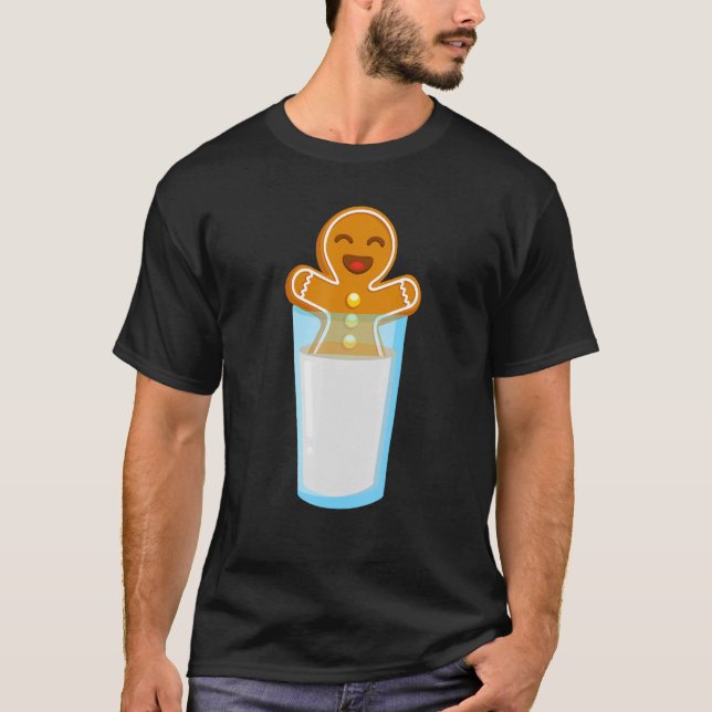 Lycklig Pepparkaksgubbe med ett glas Mjölk T Shirt (Framsida)