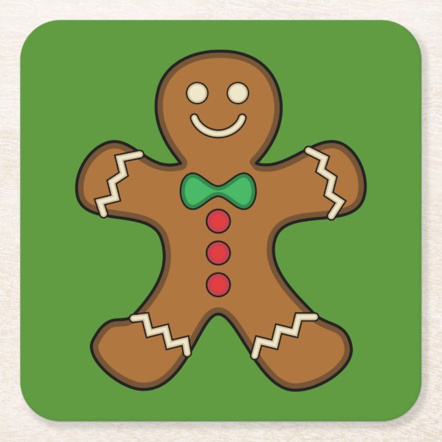 Lycklig Pepparkaksgubbe Underlägg Papper Kvadrat (Framsidan)