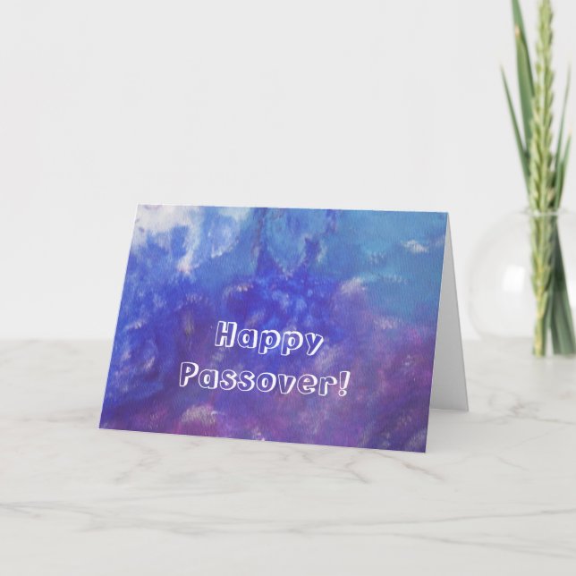 Lycklig Pesach Blue Lila Abstrakt Painting Card Kort (Framsida)