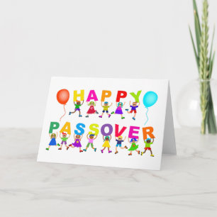 Lycklig Pesach Cute Tecknad Diverse Kids Text Kort