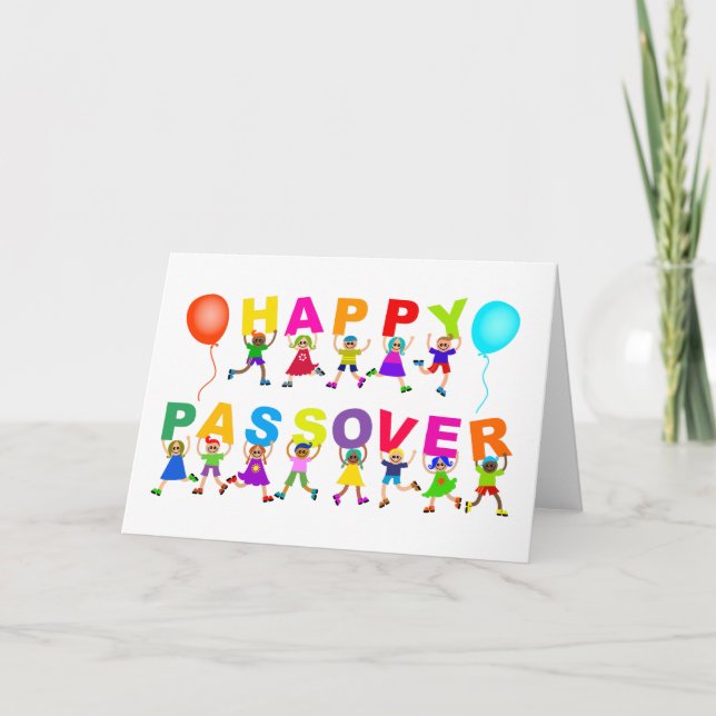 Lycklig Pesach Cute Tecknad Diverse Kids Text Kort (Framsida)