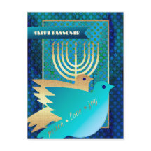 Lycklig Pesach. Fredduvor och Menorah