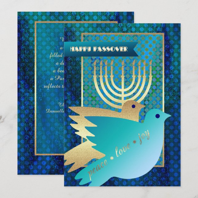 Lycklig Pesach. Fredsduvor och Menorah-kort Kort (Fram/baksida)