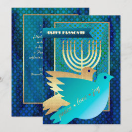 Lycklig Pesach. Fredsduvor och Menorah-kort Kort