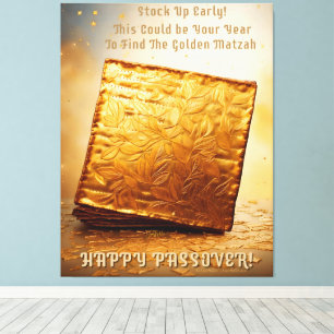 Lycklig Pesach! Golden Matzah Canvastryck