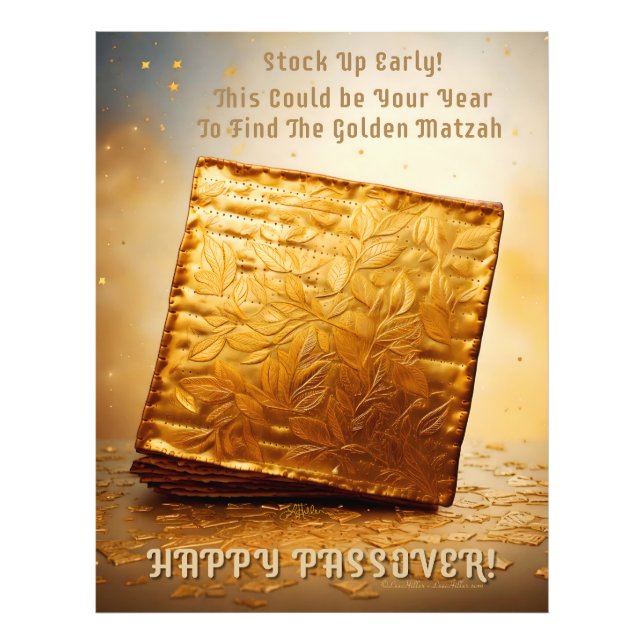 Lycklig Pesach! Golden Matzah Fototryck (Framsidan)