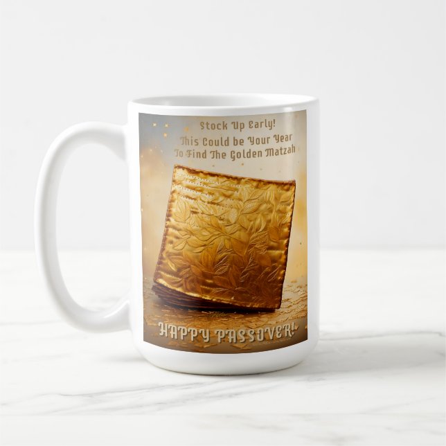 Lycklig Pesach! Golden Matzah Kaffemugg (Vänster)
