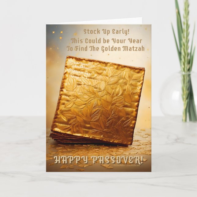 Lycklig Pesach! Golden Matzah Kort (Framsida)