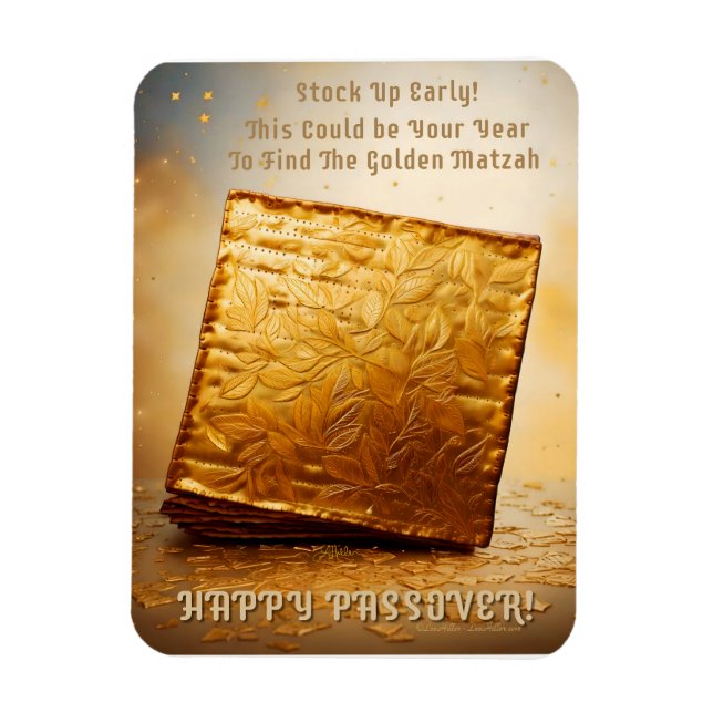 Lycklig Pesach! Golden Matzah Magnet (Vertikal)