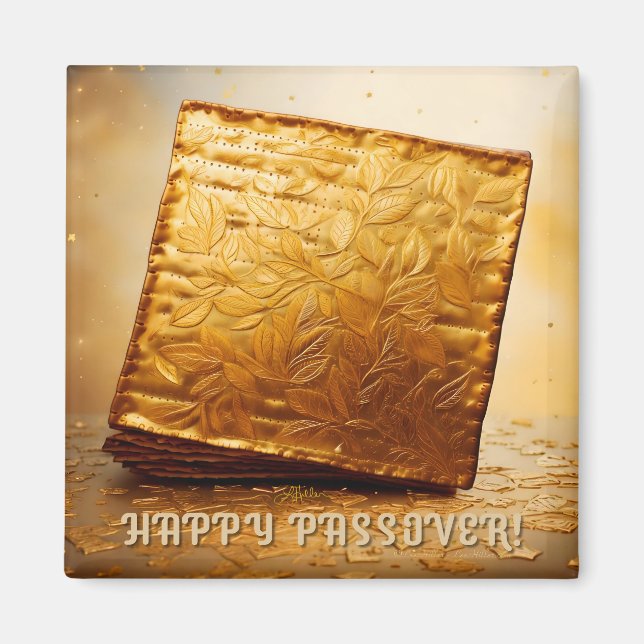 Lycklig Pesach! Golden Matzah Magnet (Framsidan)