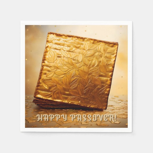 Lycklig Pesach! Golden Matzah Pappersservett (Framsidan)