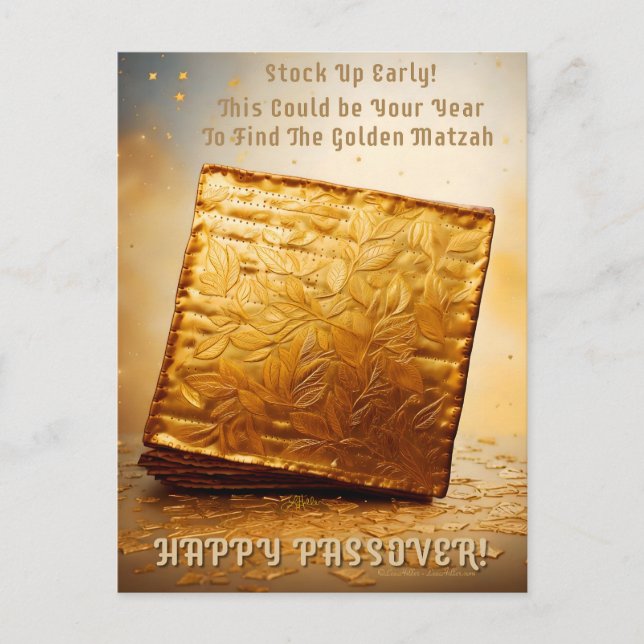 Lycklig Pesach! Golden Matzah Vykort (Framsida)