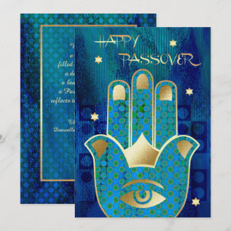 Lycklig Pesach. Hamsa Hand Lucky Symbol Card Kort