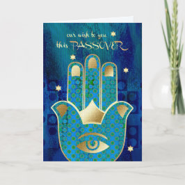 Lycklig Pesach. Hamsa Hand Lucky Symbol Kort