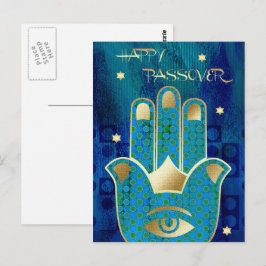 Lycklig Pesach. Hamsa Hand Lucky Symbol Vykort