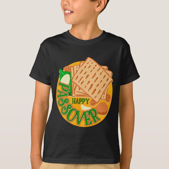 Lycklig Pesach med Cute Matzo Jewish Helgdag T Shirt (Framsida)