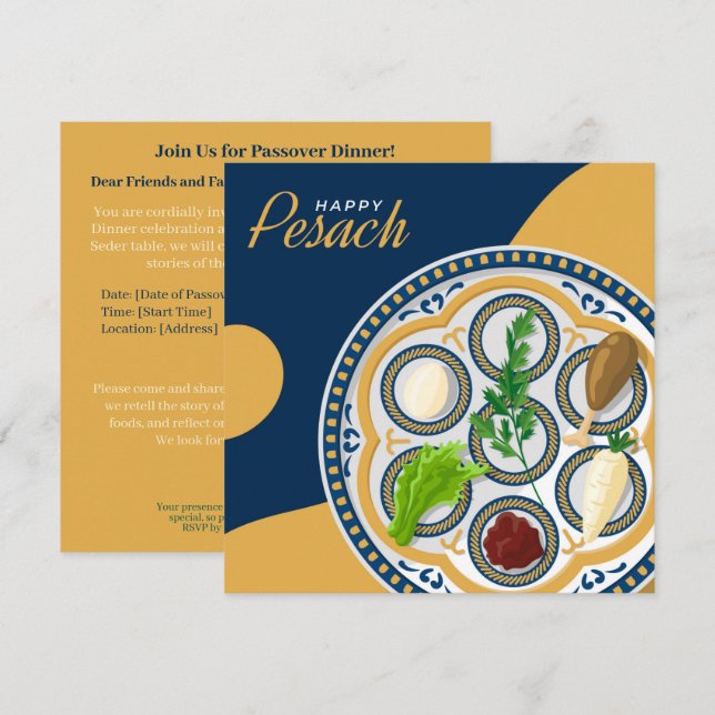 Lycklig Pesach| Vacker Seder Pesach-inbjudan Julkort (Fram/baksida)