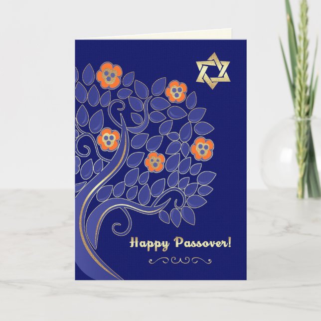Lycklig Pesach. Vår Blommar Träd Kort (Framsida)