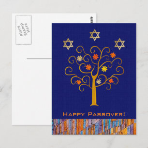 Lycklig Pesach. vykort för vår Blommar Träd