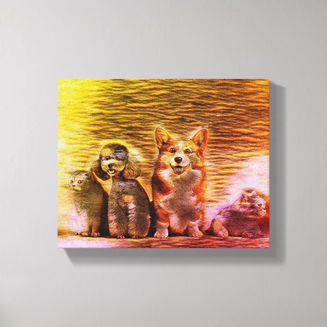 Lycklig Pet Artwork Canvastryck (Framsida)