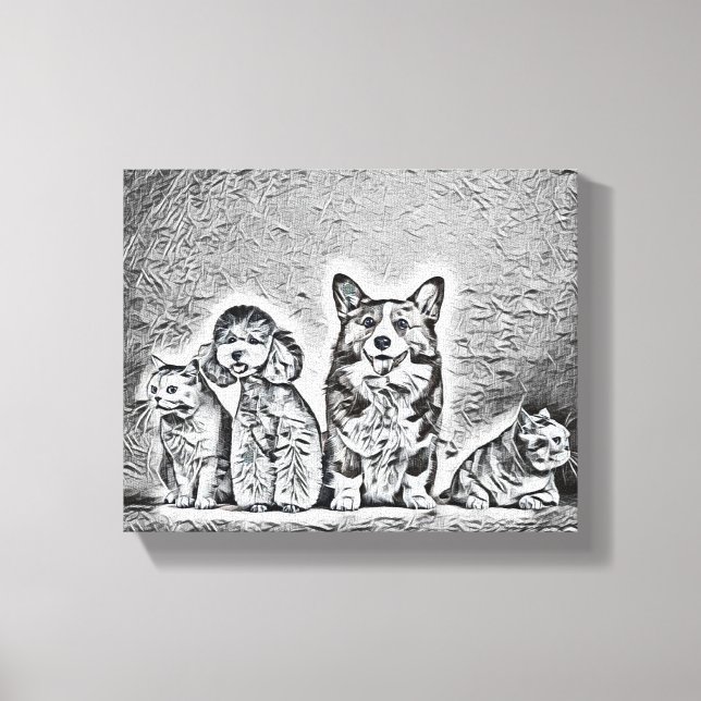 Lycklig Pet Artwork Canvastryck (Framsida)