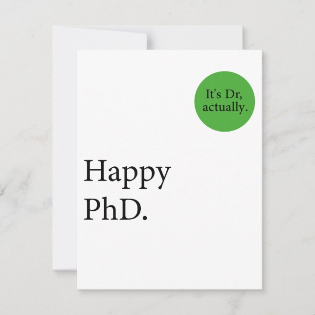 Lycklig Phd. Det är dr, Lycklig Phd. Kort (Framsida)