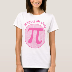 Lycklig Pi-dagsnummer Rosa Tee Shirt