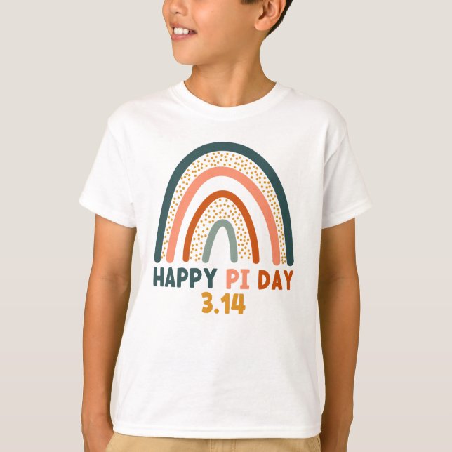Lycklig pi day 14 boho rainbow roligt färg t shirt (Framsida)