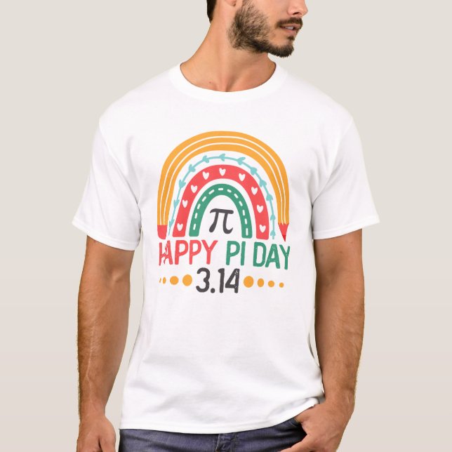 Lycklig Pi Day 3.14 Boho Rainbow Math Teacher T Shirt (Framsida)