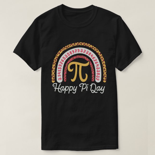 Lycklig Pi Day 3.14 Leopard Rainbow Math Teacher T Shirt (Design framsida)