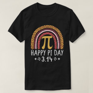 Lycklig Pi Day 3.14 Leopard Rainbow Math Teacher T Shirt