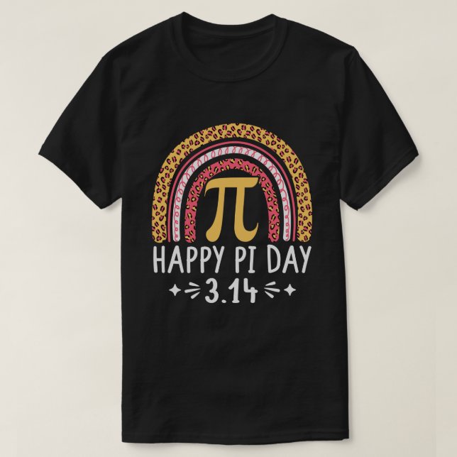 Lycklig Pi Day 3.14 Leopard Rainbow Math Teacher T Shirt (Design framsida)