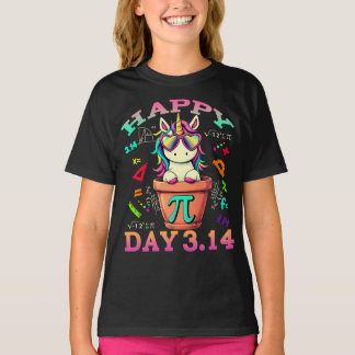 Lycklig Pi Day 3.14 Unicorn for Teacher Kids Girls T Shirt