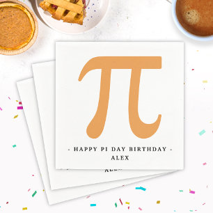 Lycklig Pi Day Birthday White och Orange Pi Symbol Pappersservett