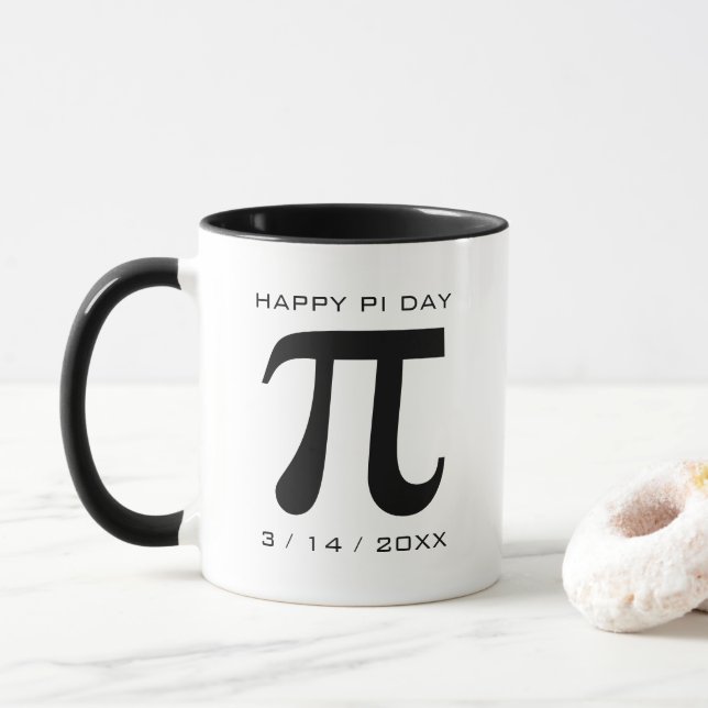 Lycklig Pi Day Black and White Mugg (Med munk)