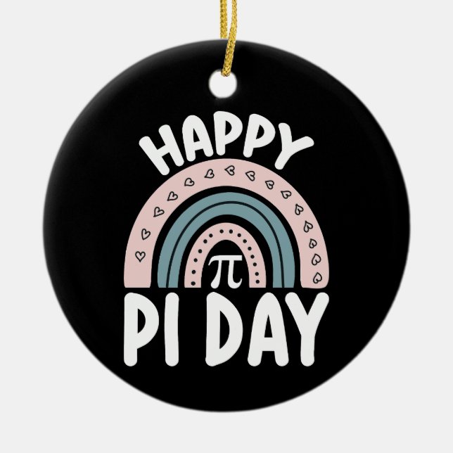 Lycklig Pi Day Boho Rainbow Math MaTemat Julgransprydnad Keramik (Framsidan)
