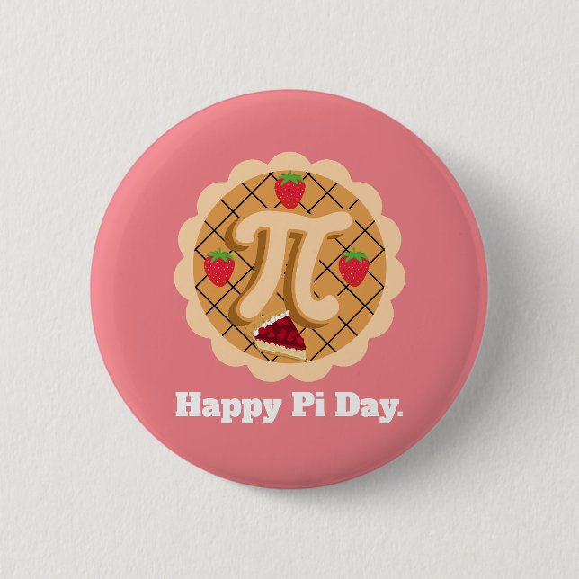 Lycklig Pi Day Cherry Paj Cute 3.14 Knapp (Framsida)