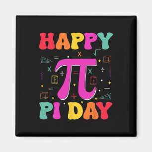 Lycklig Pi Day Kids Math Teacher Student Magnet