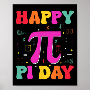 Lycklig Pi Day Kids Math Teacher Student Poster