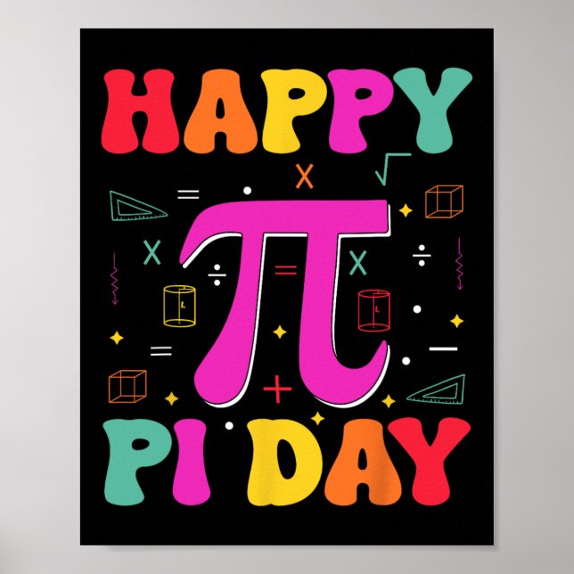 Lycklig Pi Day Kids Math Teacher Student Poster (Framsidan)