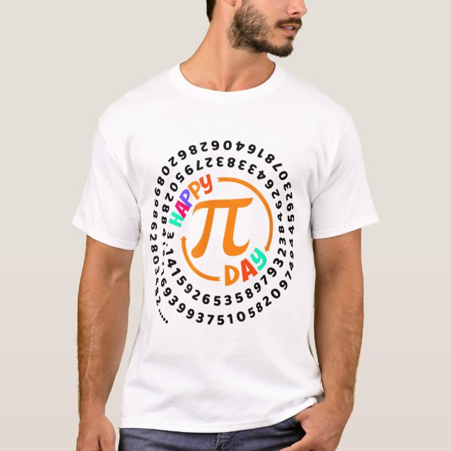 Lycklig Pi Day Math Teacher 100 siffror Pi Design T Shirt (Framsida)