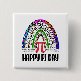 Lycklig Pi Day Matheme Leopard Rainbow Knapp