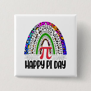 Lycklig Pi Day Matheme Leopard Rainbow Knapp