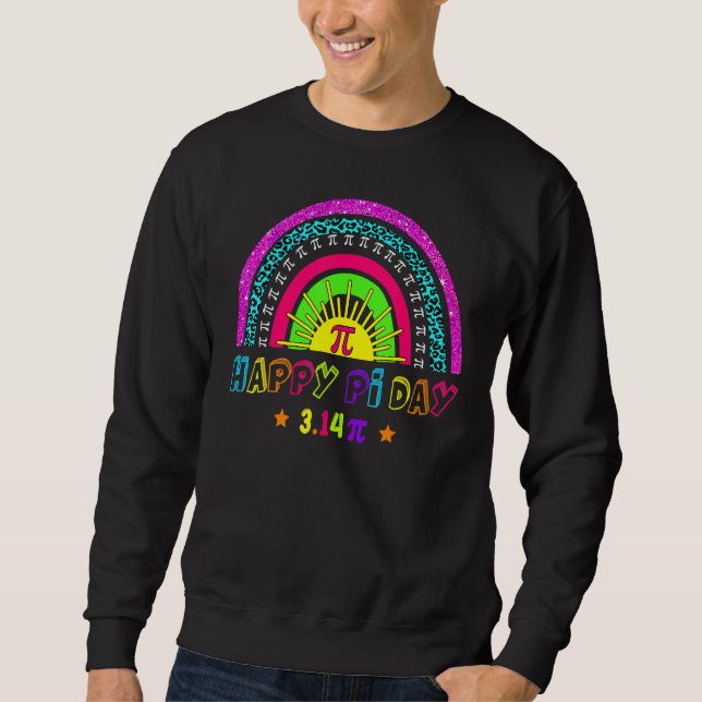 Lycklig Pi Day Mathemthemtheme Math Lacher Leopard Lång Ärmad Tröja (Framsida)