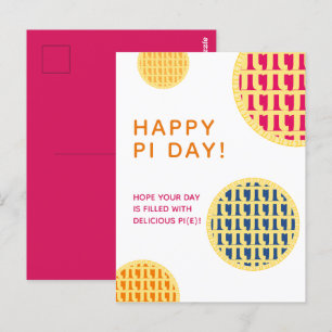 "Lycklig Pi Day!" Mjuk Pi(e) Rosa Pi Day Post Vykort